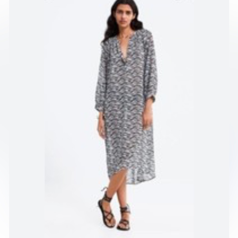Beautiful Zara Semi Sheer Zebra Print Stripe Dress- 3/4 Sleeve- Sz M-NWOT-😍🖤​